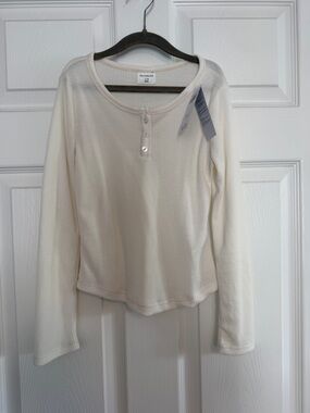 NWT abercrombie kids Cream Waffle Henley Top